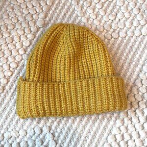 Kids Chunky Yellow Wool Knit Hat 4T